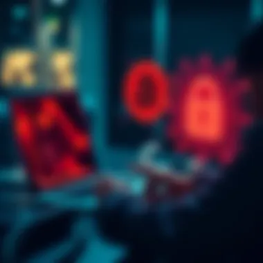 Bitcoin Privacy Tips A person using a laptop to ensure Bitcoin privacy with a secure connection and a padlock icon representing security.