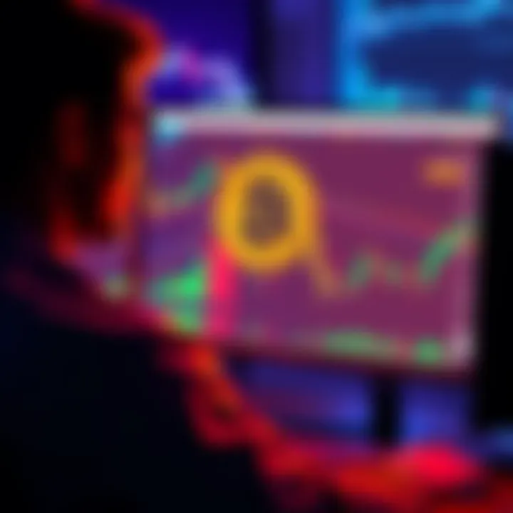 A person studying Bitcoin charts with altcoin options on a computer screen, looking thoughtful about investment choices.
