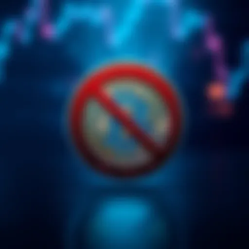 A Bitcoin symbol covered by a prohibition sign, representing restrictions on crypto transactions related to Iran.