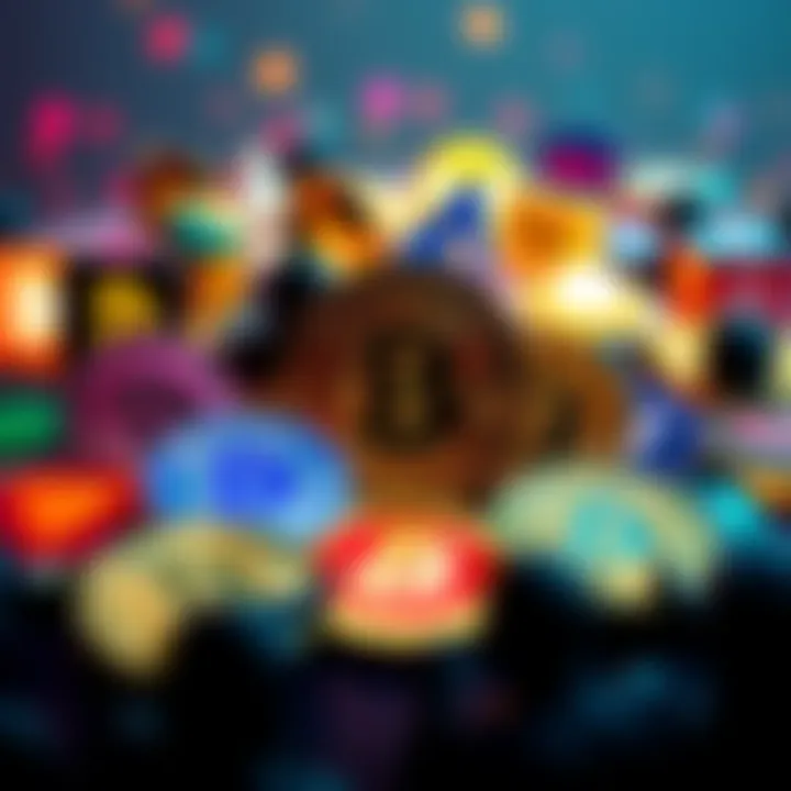 Group of Bitcoin icons representing popular projects Various Bitcoin project icons displayed together, showcasing their popularity among people