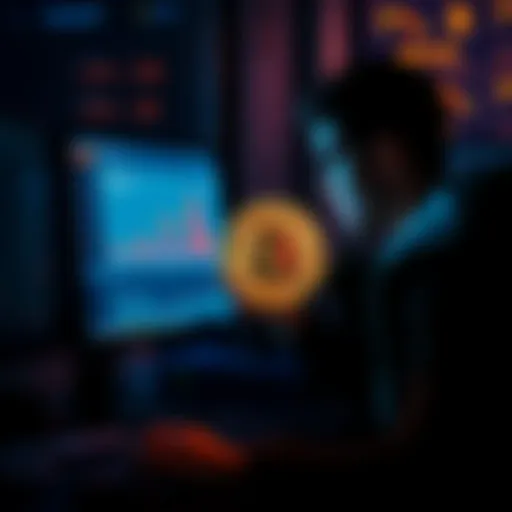 A person analyzing bitcoin purchase options on a computer, considering monthly and weekly investments.