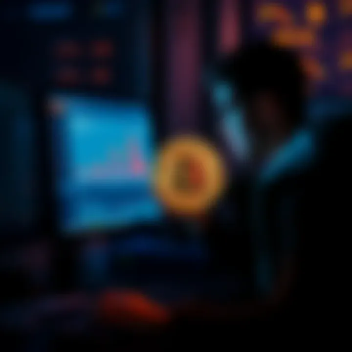 A person analyzing bitcoin purchase options on a computer, considering monthly and weekly investments.