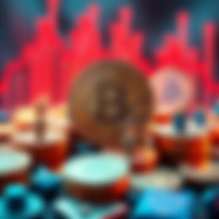 Graphic representation of Bitcoin with community support symbols