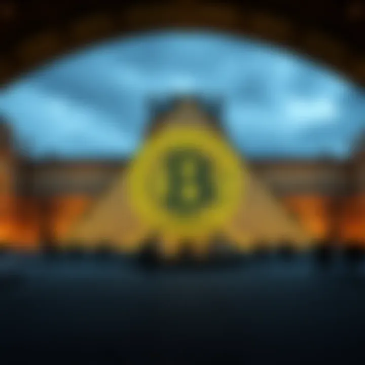 Bitcoin QR code mural under the Louvre A large Bitcoin QR code painted on a mural beneath the Louvre, showcasing art and technology together