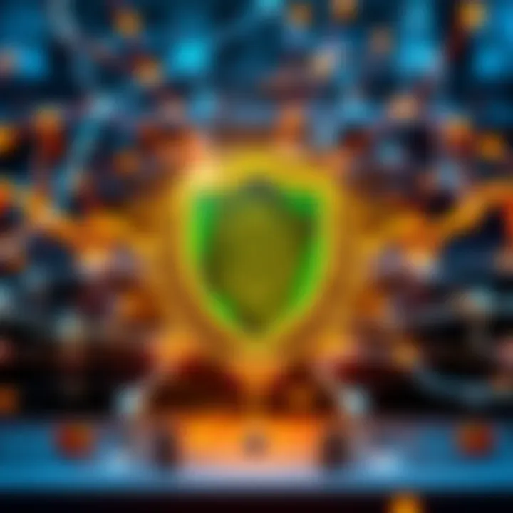 A graphic showing a secure Bitcoin network with a shield symbolizing quantum resistance.