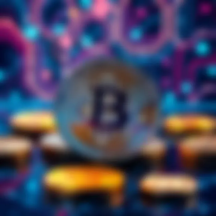 A digital representation of Bitcoin coins with a backdrop of quantum technology symbols and circuits, highlighting concerns over security and dormant coins.