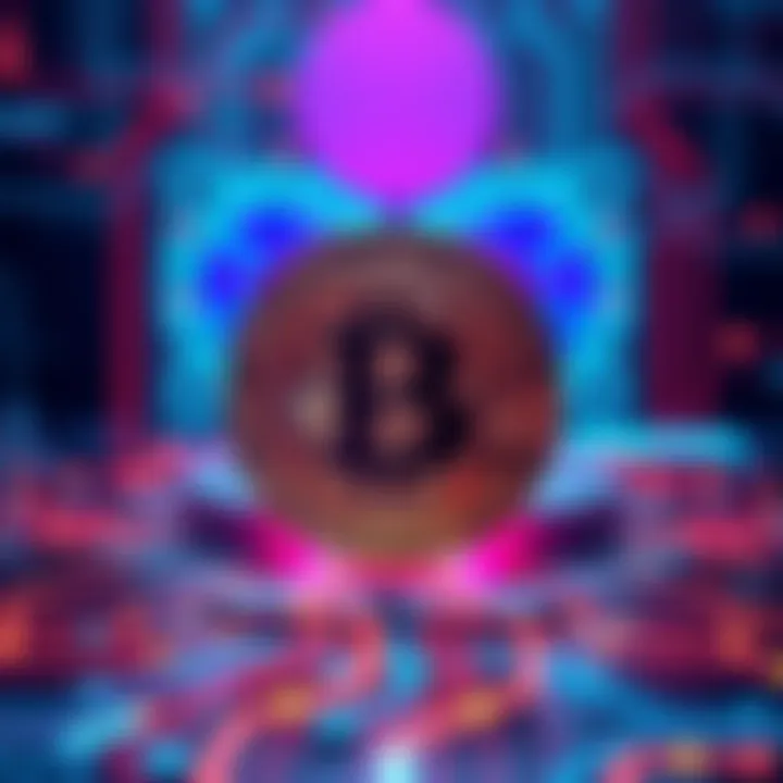 A digital representation of Bitcoin's logo overshadowed by a futuristic quantum computer, indicating potential security risks.
