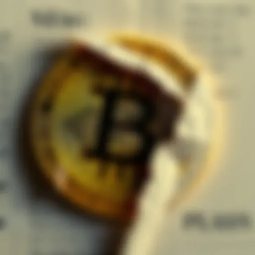 Bitcoin symbol overlaid with a torn ransom note, emphasizing the controversy surrounding cryptocurrency and crime.