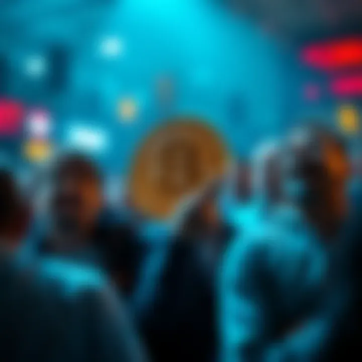 People Reacting to Bitcoin Reaching $100 A crowd shows excitement and disbelief as they watch Bitcoin's value hit $100 in 2013.