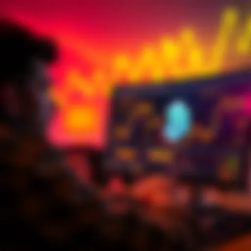 A person looking at a computer screen with Bitcoin graphics, reflecting on lost cryptocurrency.