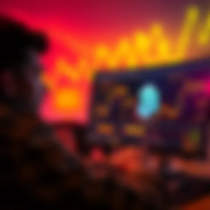 A person looking at a computer screen with Bitcoin graphics, reflecting on lost cryptocurrency.