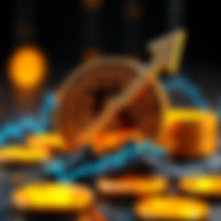 Illustration of Bitcoin symbol with an upward arrow, indicating potential market recovery after a liquidation event.