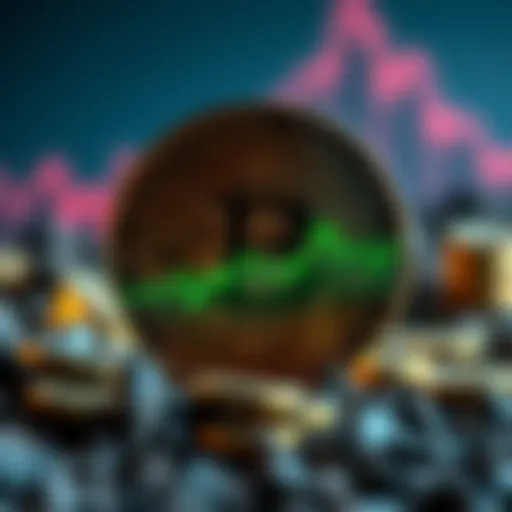 Bitcoin logo with fluctuating market trends showing potential decline while supporters hold onto their investment