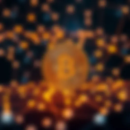 A Bitcoin symbol stands prominently against a backdrop of connected nodes, representing a strong and reliable decentralized network during the AWS outage.