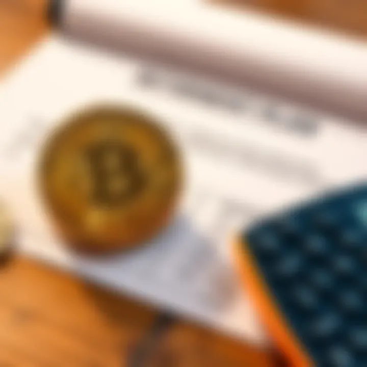 Bitcoin for Retirement A stack of Bitcoin coins next to a retirement plan document and a calculator on a wooden table.