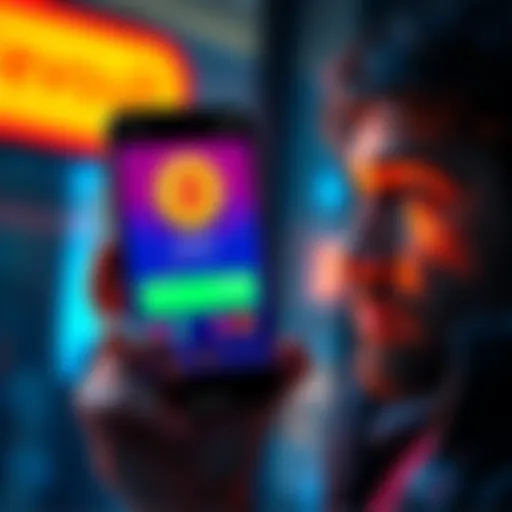 A smartphone displaying the Revolut app showing Bitcoin balance, with a concerned investor contemplating security options.