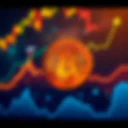 Bitcoin price chart Chart showing the rising value of Bitcoin with upward trends and positive indicators