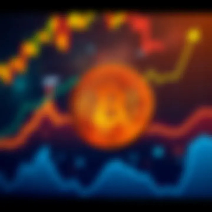 Bitcoin price chart Chart showing the rising value of Bitcoin with upward trends and positive indicators