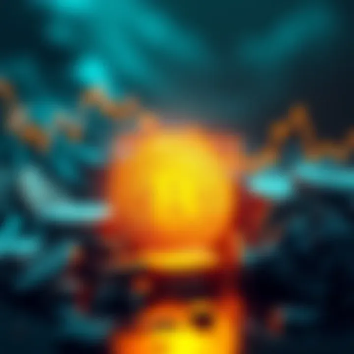 A visual representation of Bitcoin's upward trend with a graph showing growth and coins symbolizing investment.