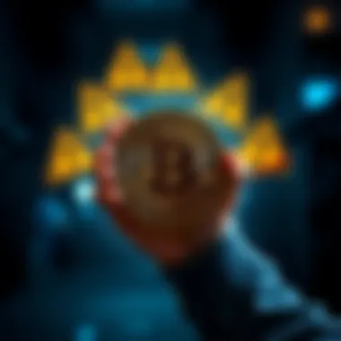 A person holding a Bitcoin symbol with warning signs around them, illustrating the risks of holding Bitcoin beyond price.