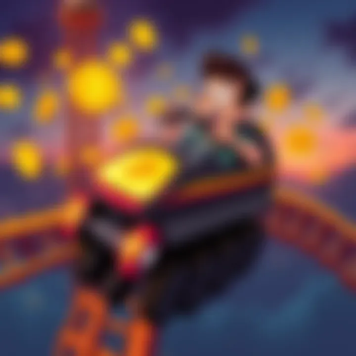 Bitcoin Roller Coaster Guy Meme A cartoon character riding a roller coaster with Bitcoin symbols around, representing Bitcoin's price volatility