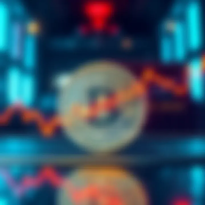 A graphical representation showing Bitcoin's 14-day Relative Strength Index rising to overbought levels with a downward trend in trading volume.