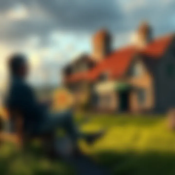 A rural Irish scene depicting locals discussing bitcoin, with a pub in the background and green fields