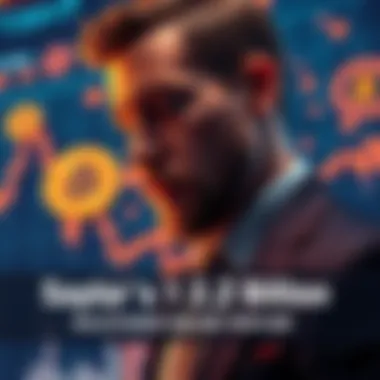 Bitcoin Sale A businessman looking at a declining graph with Bitcoin symbols in the background, symbolizing a financial decision