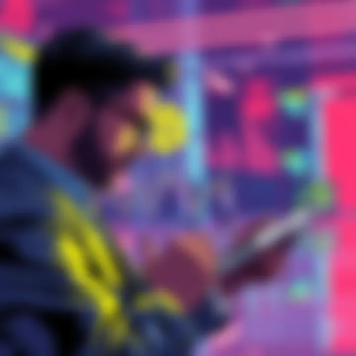An illustration showing a businessman reviewing Bitcoin charts and transaction details on a digital tablet, symbolizing a shift in investment strategies.