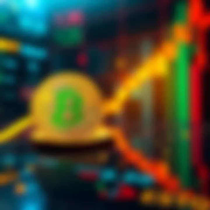 A graphic showing a Bitcoin symbol with a downward arrow, indicating market liquidations after a major sale.