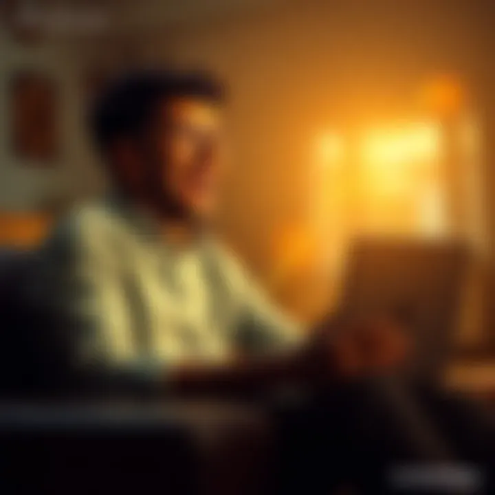 Person joyfully watching Bitcoin savings grow on a laptop, symbolizing financial freedom