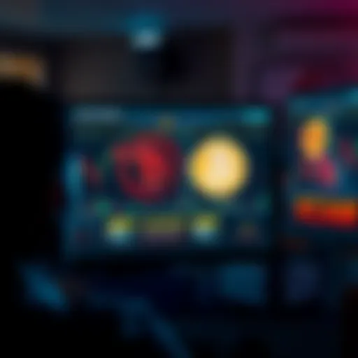 A person looking at a computer screen displaying Bitcoin graphs and warning signs about potential scams