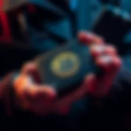Bitcoin Security A person holding a hardware wallet with a Bitcoin logo, showcasing self-custody for secure asset management.