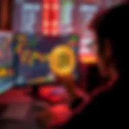A person looking at a computer screen showing Bitcoin graphs and security features