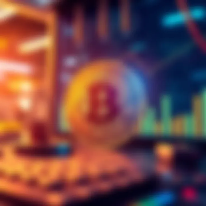 Visual representation of Bitcoin mining with charts showing costs and energy efficiency