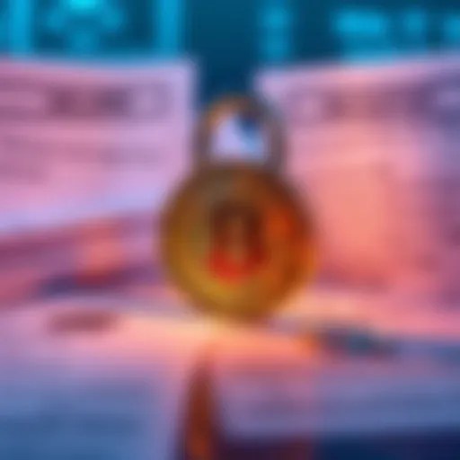A visual comparison showing Bitcoin represented as a secure digital lock against a backdrop of US classified documents, symbolizing security levels.