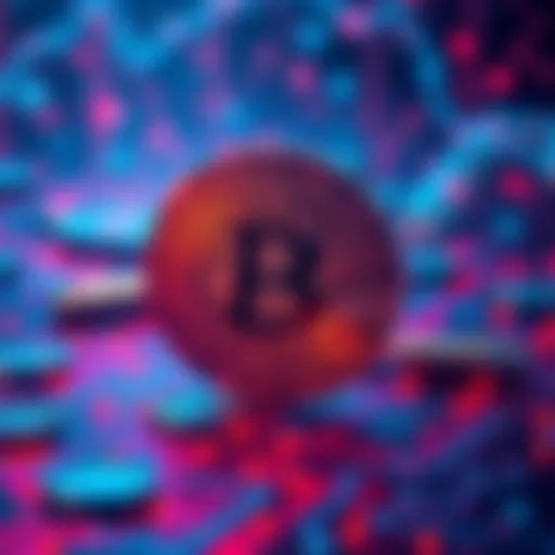 A digital representation of Bitcoin facing quantum threats, depicting padlocks and technology symbols in a futuristic style.