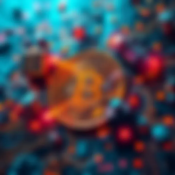 A visualization representing the challenges of Bitcoin security against quantum computing, featuring a Bitcoin symbol surrounded by digital locks and quantum circuits