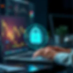 A person using a laptop with a lock symbol over a Bitcoin graphic, emphasizing security and anonymity in crypto transactions.