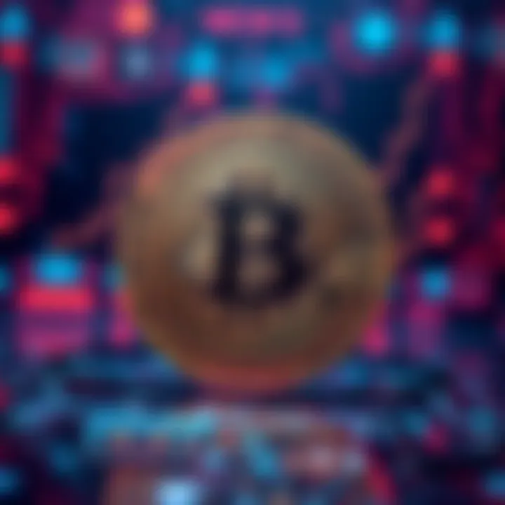 A visual representation of Bitcoin being threatened by a quantum computer, illustrating the concept of hacking in a digital environment.