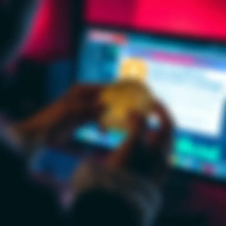 A person holding a physical Bitcoin while looking at a computer screen displaying a warning about leaving coins on exchanges.