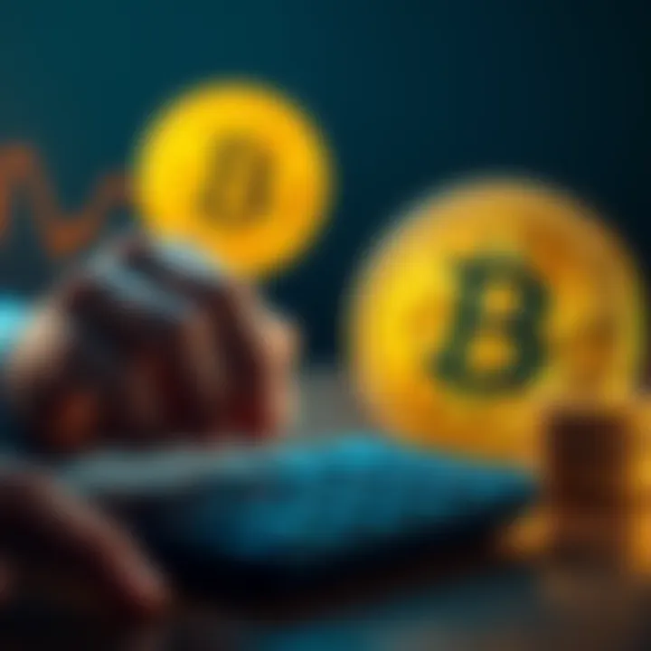 A person weighing options on whether to self-custody Bitcoin with a calculator and Bitcoin symbol in the background.
