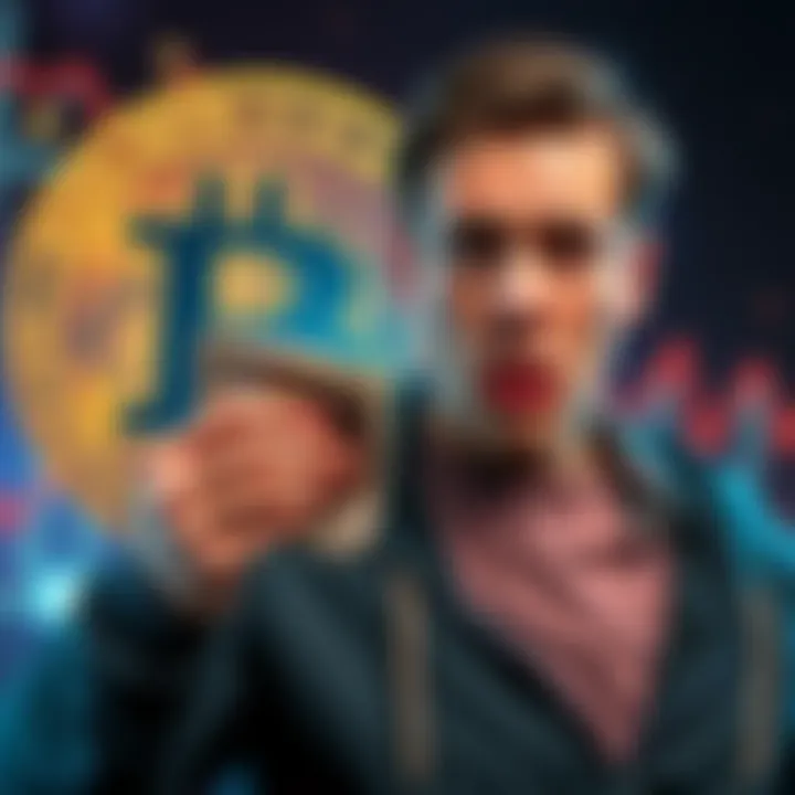 Bitcoin seller claims cryptocurrency is a scam A person looking worried while holding cash and a Bitcoin symbol in the background, highlighting concerns about cryptocurrency investment