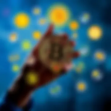 A person holding a Bitcoin symbol with thoughts of selling, surrounded by icons representing regulations and better alternatives.