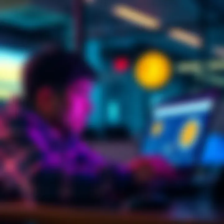 A person using a laptop to search for how to buy Bitcoin, looking thoughtful