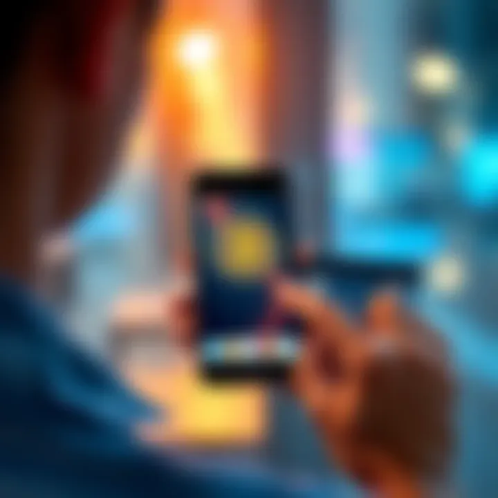 A person holding a smartphone displaying a Bitcoin wallet while looking at a credit card, symbolizing rule-based Bitcoin spending.