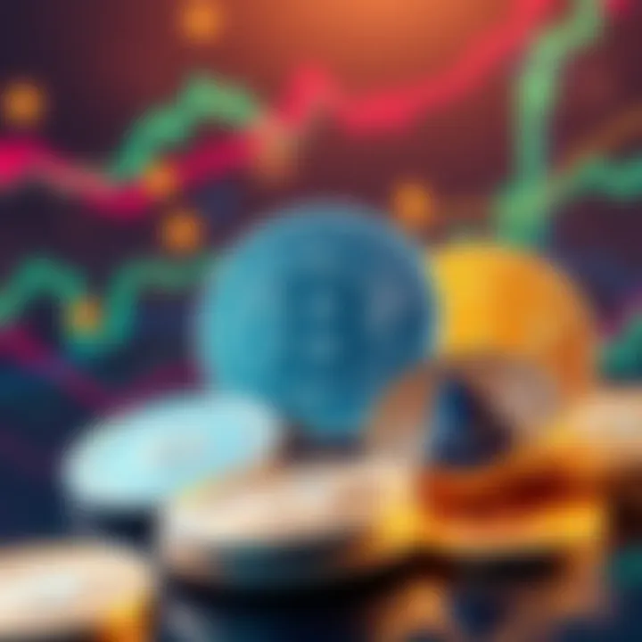 A digital illustration showing Bitcoin with stablecoins and the Cardano logo, representing borrowing options for crypto investors.