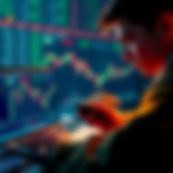 A person examining a Bitcoin wallet and analyzing price trends on a laptop, symbolizing long-term investment goals.