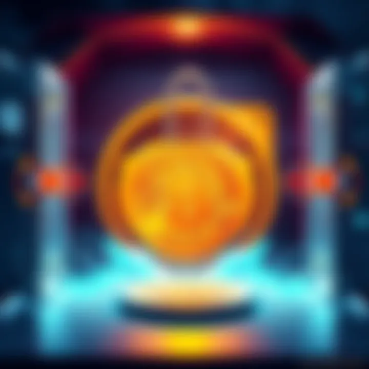 An illustration showing Bitcoin coins being locked in a digital vault, symbolizing staking without wrapped tokens or exchanges.