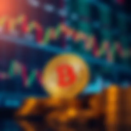 A graphic showing Bitcoin alongside stock market charts, with a focus on investment behavior changes, depicting a sense of risk associated with Bitcoin investment.